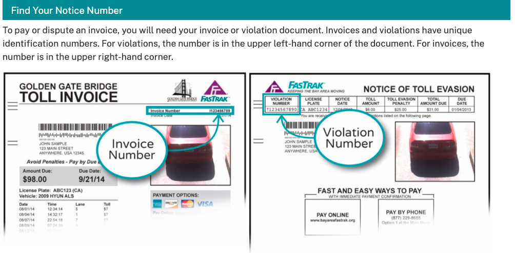 toll enforcement invoice