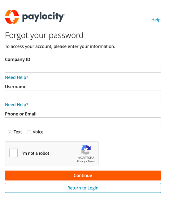 Paylocity Account Password Reser