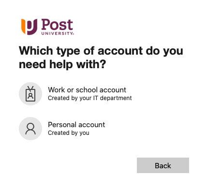 Post One Password Reset Account Option