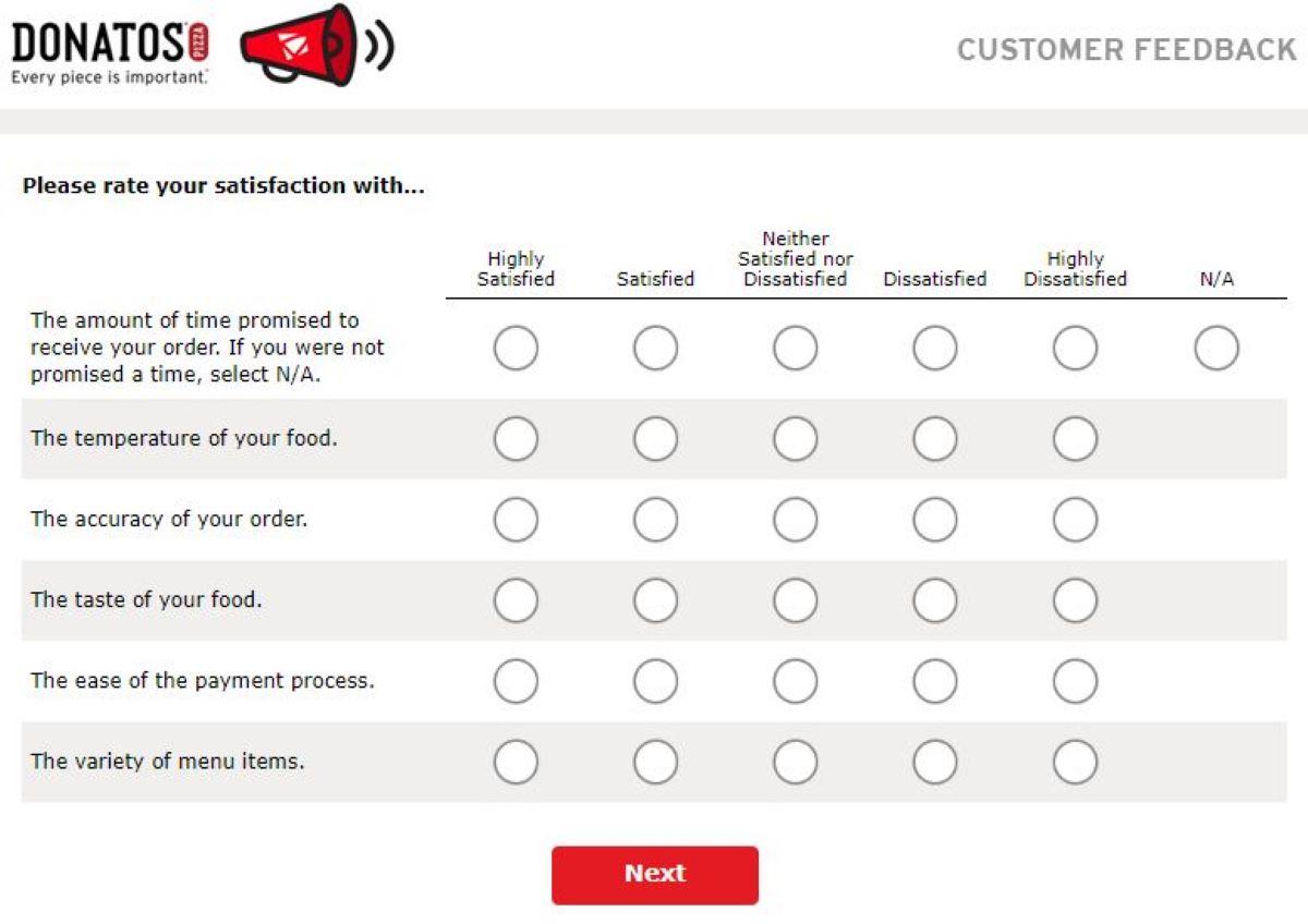 Donatos Cares Customer Survey at www.donatoscares.com