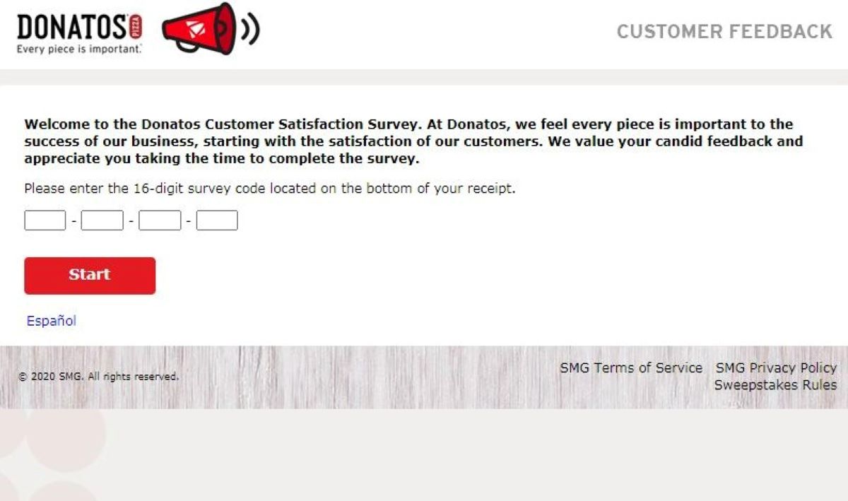 Donatos Cares Customer Survey at www.donatoscares.com