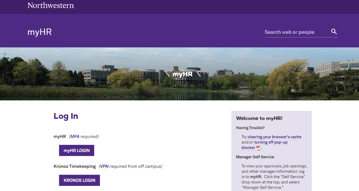 Myhr Northwestern Employee Login at www.northwestern.edu/myhr