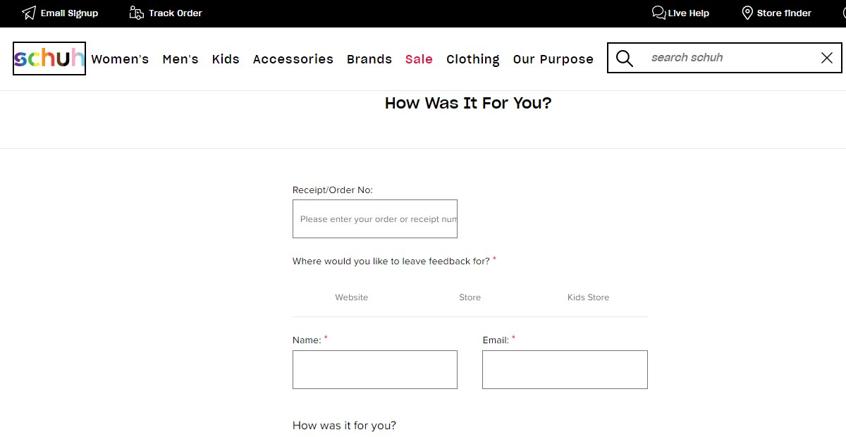 Schuh Customer Feedback Survey at www.schuh.co.uk/feedback