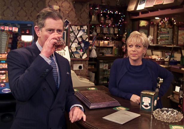 Prince Charles was 'almost kidnapped by female mob and held for ransom', new book claims Prince Charles, Prince of Wales enjoys a scotch with Coronation Street land lady Natalie Barnes, played by Denise Welch, in 2009