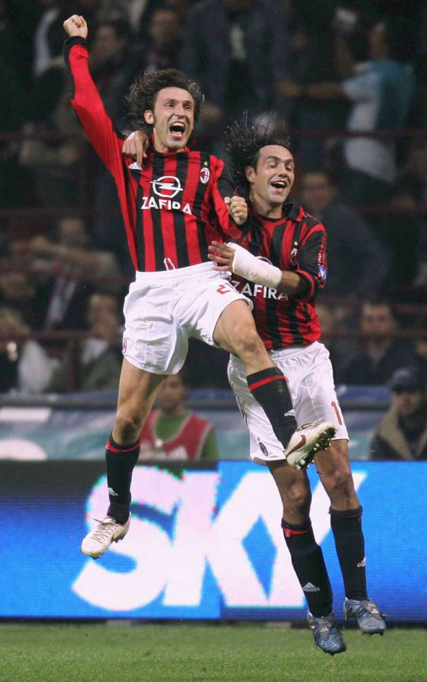 Jaap Stam's five-a-side team includes two former Man Utd team-mates and Brazil icon Andrea Pirlo and Alessandro Nesta of AC Milan in action during the Serie A match between AC Milan and Juventus at the Giuseppe Meazza, San Siro Stadium