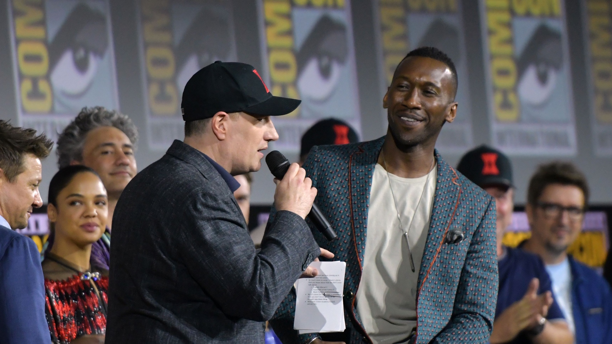 Kevin Feige and Mahershala Ali, the director and star of Blade, one of the upcoming marvel movies