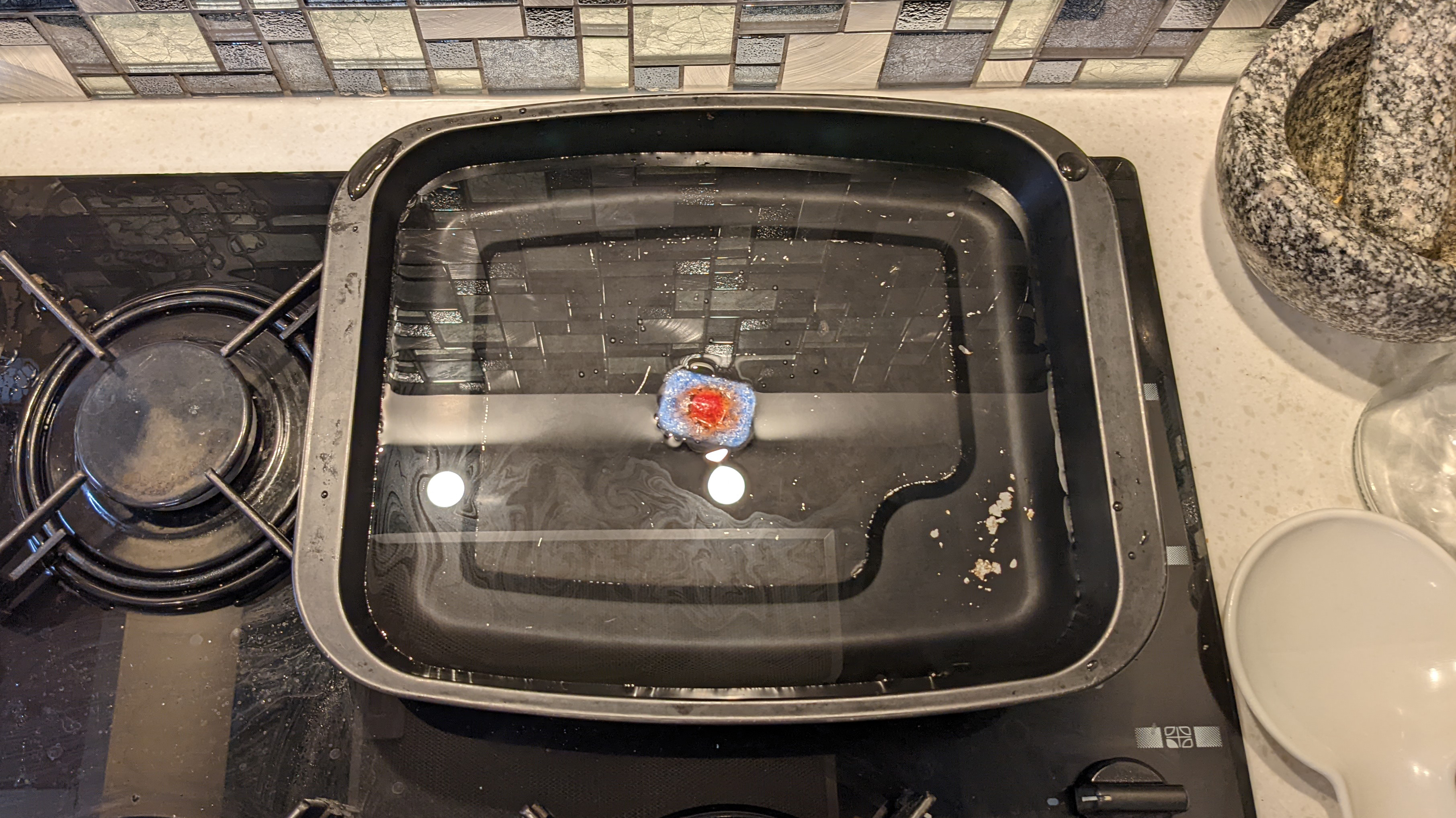 Baking tray on stove top