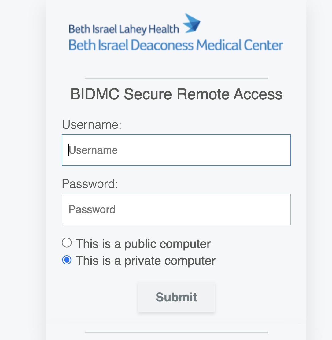 BidMC Portal Login
