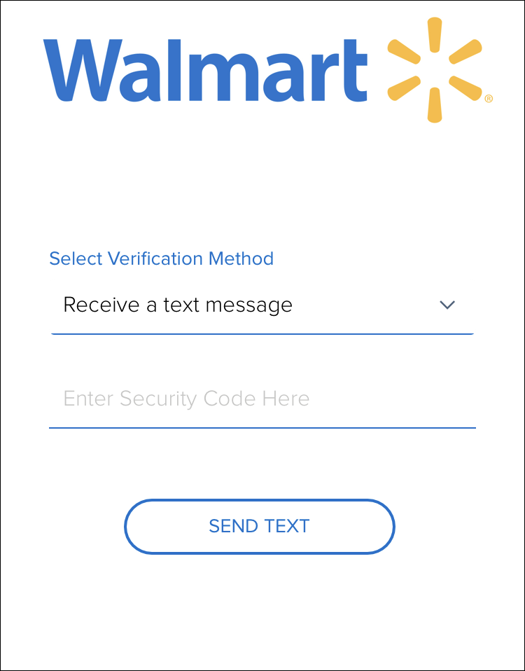 WalmartOne 2-Step Verification at Wmlink/2step