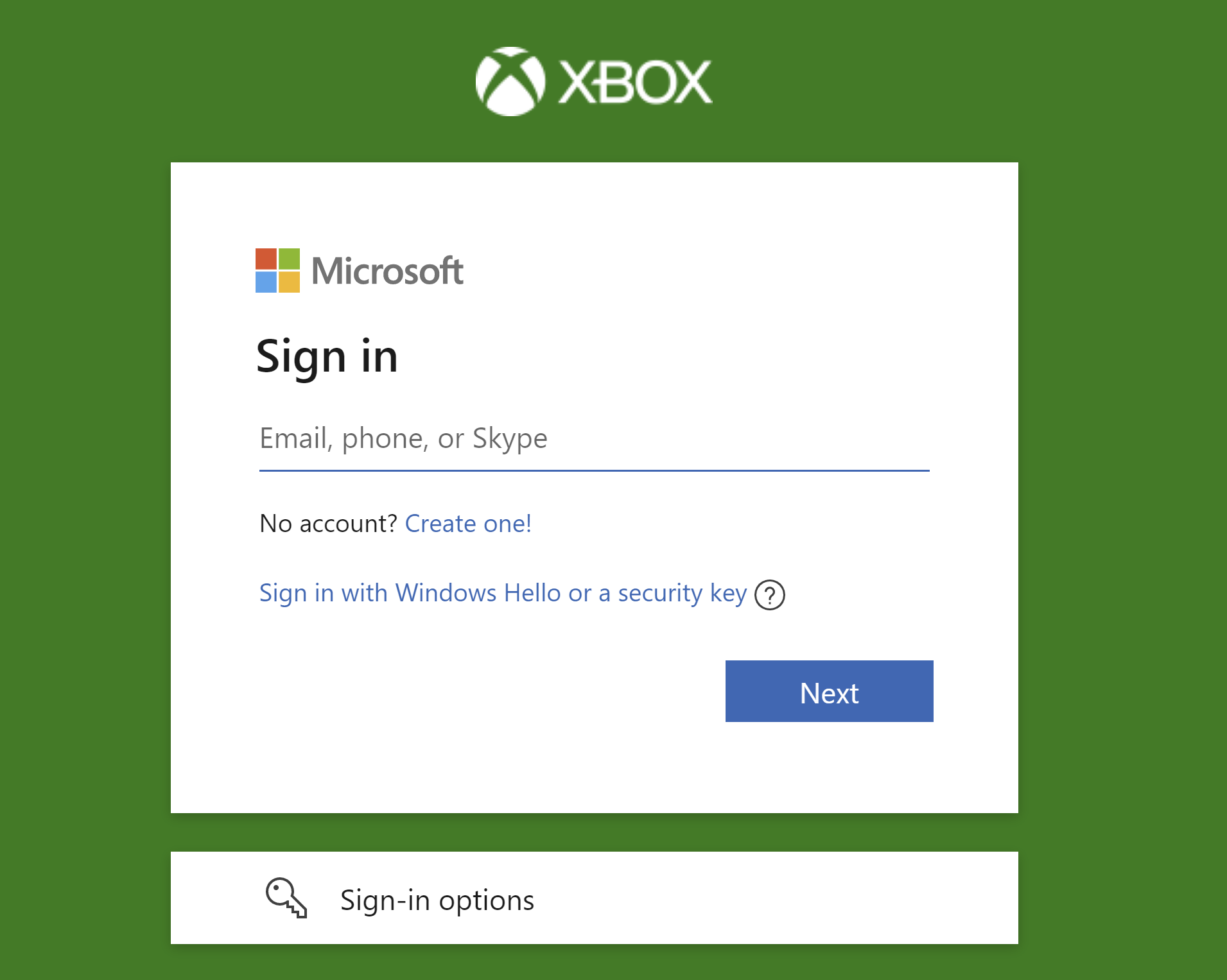 Microsoft Xbox Sign in