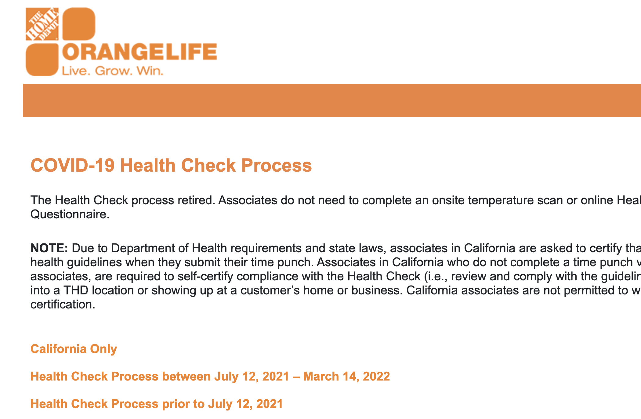 Home Depot Health Check App Login