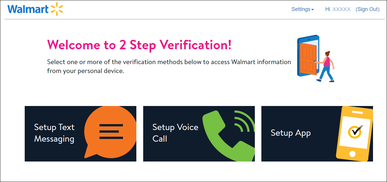 WalmartOne 2-Step Verification