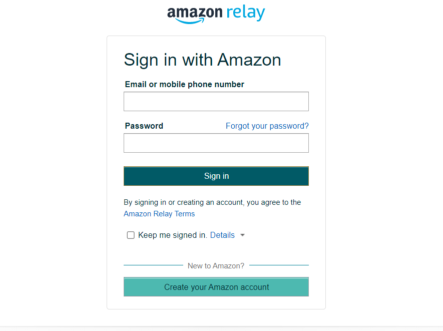 Amazon Relay Carriers login